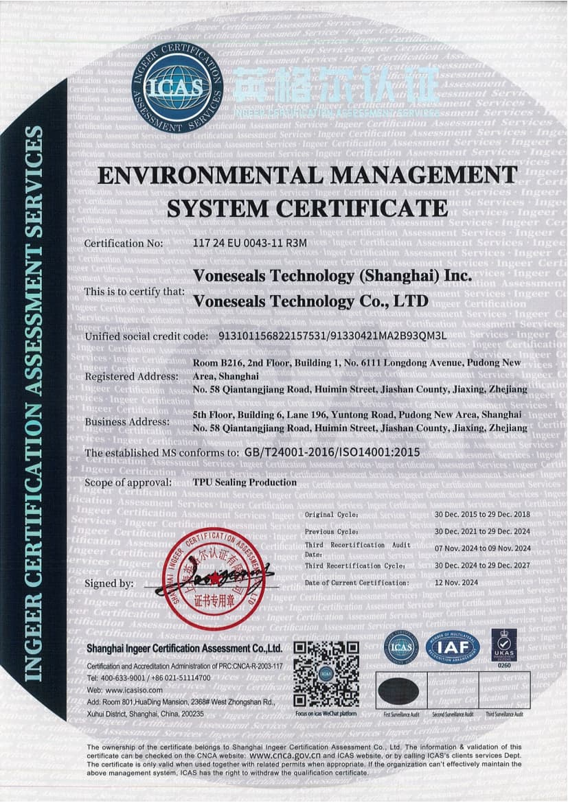 ISO 14001 Environmental Management System Certificate